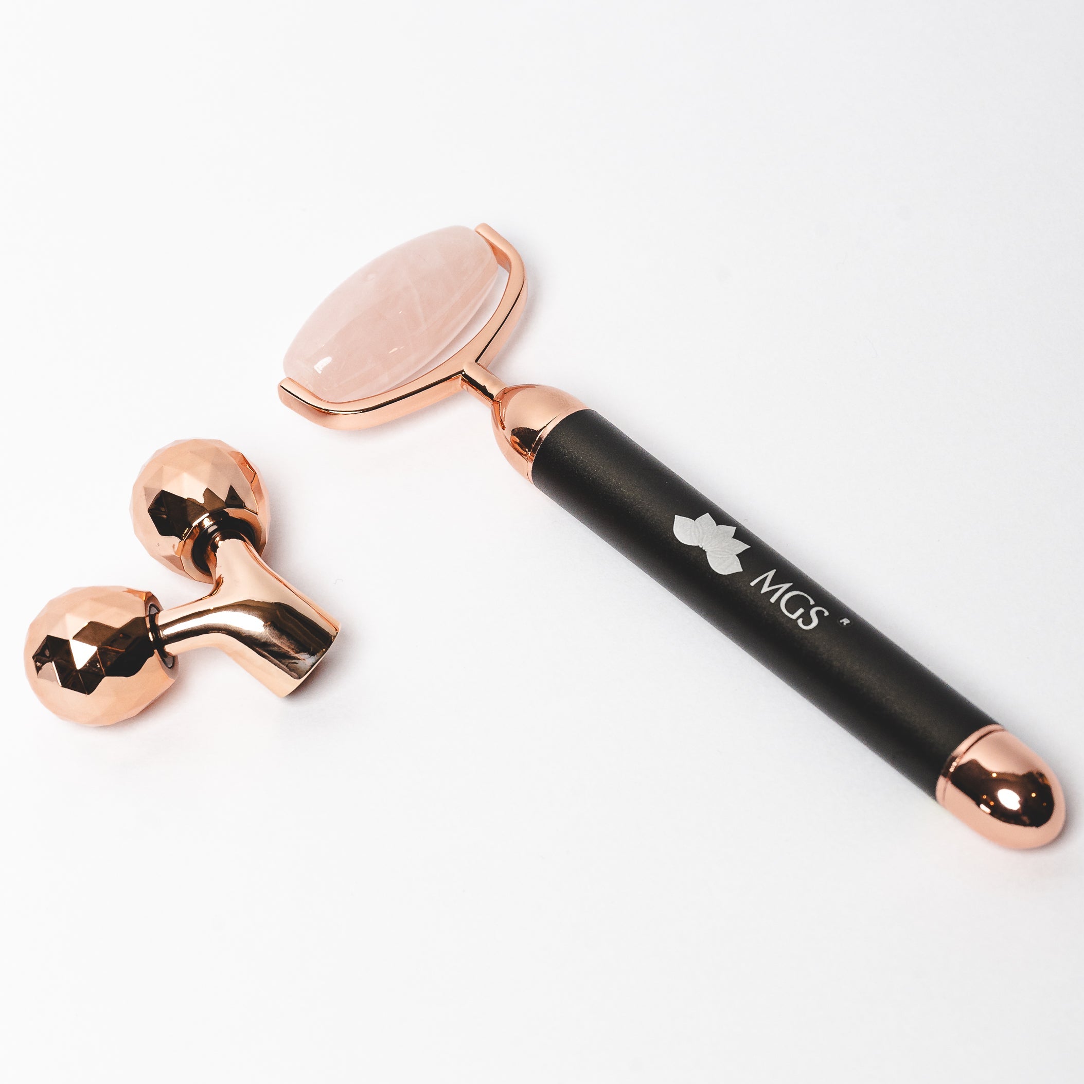 Roller Facial con Vibrador de Cuarzo Rosa
